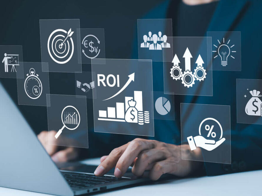 Illustration of website, SEO, ads, and analytics icons highlighting the benefits of managed marketing services.