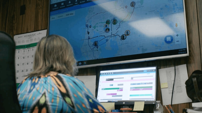service business dispatch dashboard for contractors using housecall pro style CRM software