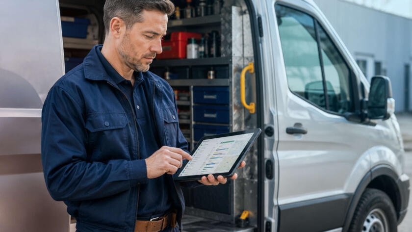 Field service contractor using mobile job tracking software to manage service operations