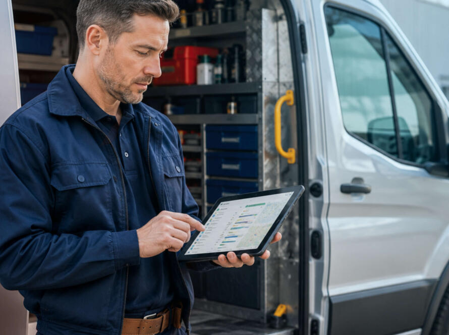 Field service contractor using mobile job tracking software to manage service operations