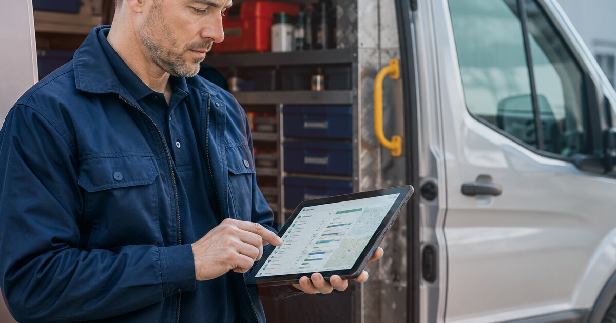 Field service contractor using mobile job tracking software to manage service operations